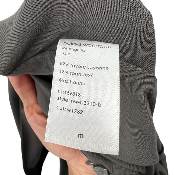 Naked Wardrobe Womens Extra Butter Long Sleeve Midi Dress Charcoal Gray Medium M - Picture 9 of 11